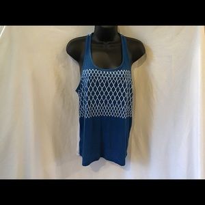 Lorna Jane tank, EUC, teal w/ white racer back